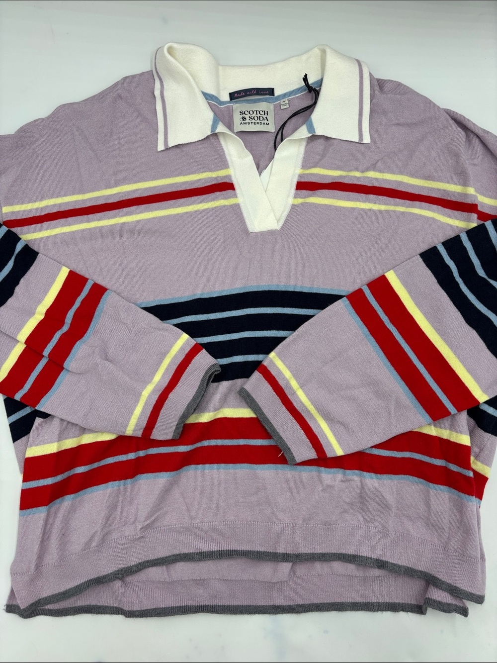 Scotch & Soda Rugby Sweater in Iris Engineered Stripe